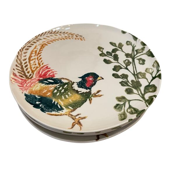 Vietri Fauna Pheasant Ceramic Salad Plates 9in Set of 4 Limited Edition New - Picture 9 of 14